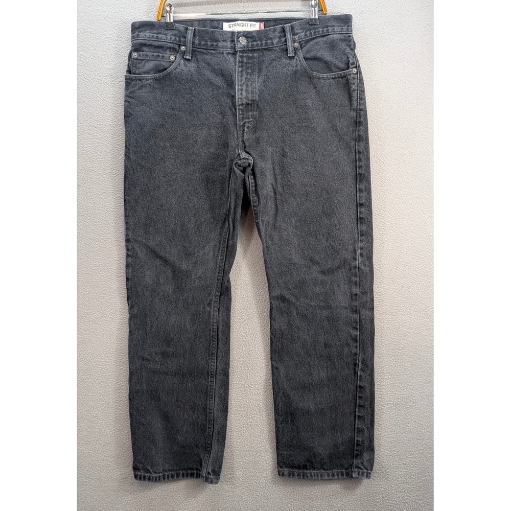 Levi's 505 Straight Fit Jeans Men's 36x30 Black 100% Cotton Denim Faded Wash
